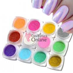 Decoratiuni pentru unghii DC017 din Praf de Sirena color, set 12 bucati